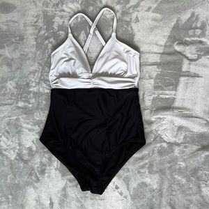 Black and White One Piece Swim Suit